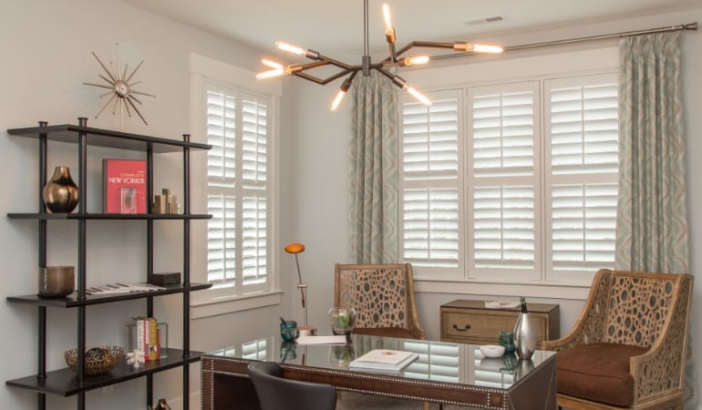 Plantation shutters in a sitting room